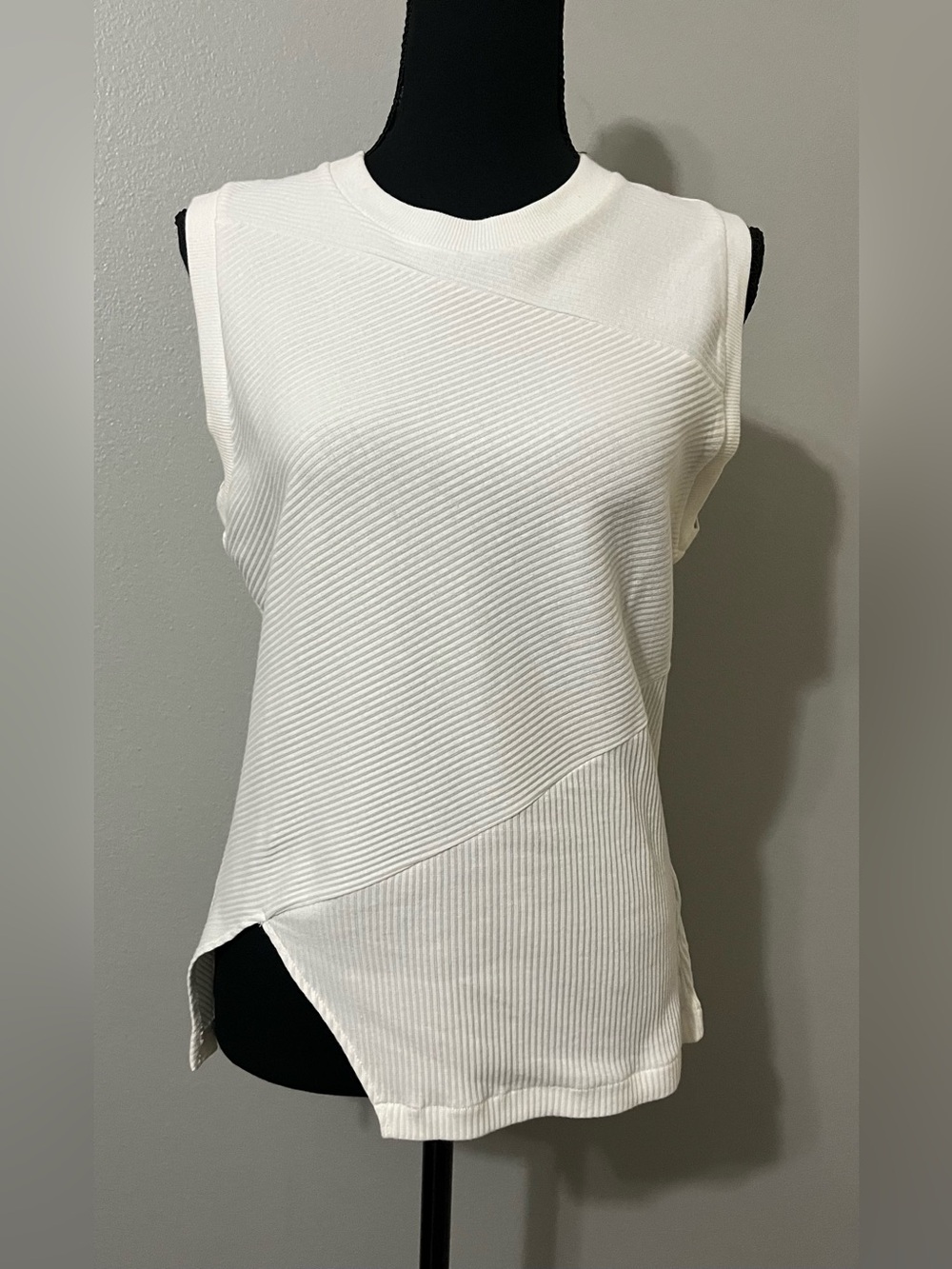 All Saints White ribbed tank top. Size 8/M. Pre-Owned Condition-Good